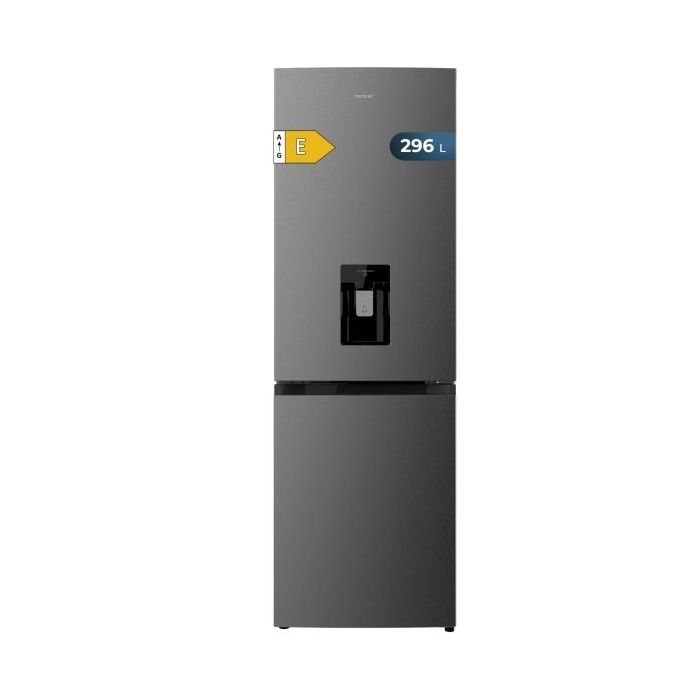 Cecotec Bolero CoolMarket Combi 296 DF WD Dark Frigorifico Combi - Capacidad 296L - Luz LED - Defrost - Dispensador de Agua - Congelacion Ultrarapida - 185x60x60cm - Color Gris Oscuro