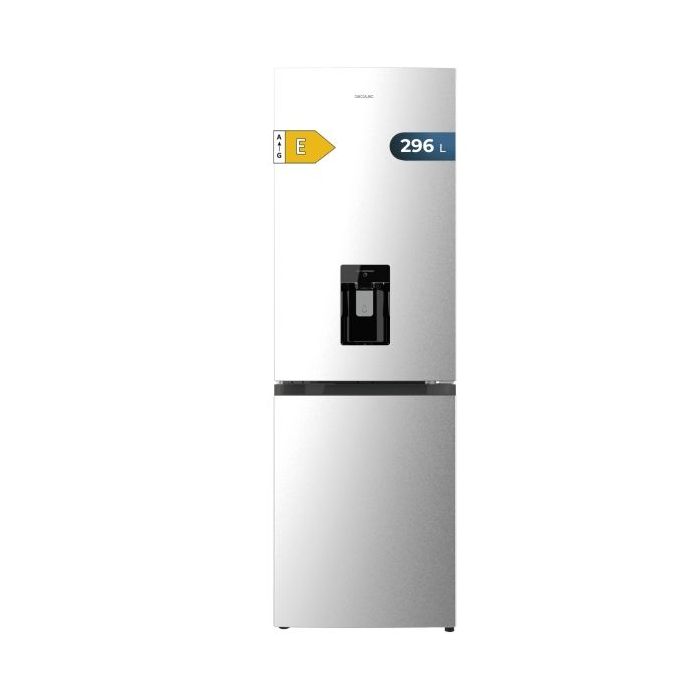 Cecotec Bolero CoolMarket Combi 296 DF WD Inox Frigorifico Combi - Capacidad 296L - Luz LED - Defrost - Dispensador de Agua - Congelacion Ultrarapida - 185x60x60cm - Color Blanco