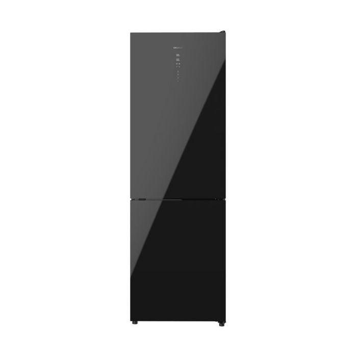 Cecotec Bolero CoolMarket Combi 322 Black Cristal D Frigorifico Combi - 322L - Modo Vacaciones - Cajon para Carne y Pesado - Frio Envolvente - Cajon Humedad Regulable - Clase D - 185x60cm - Color Negro