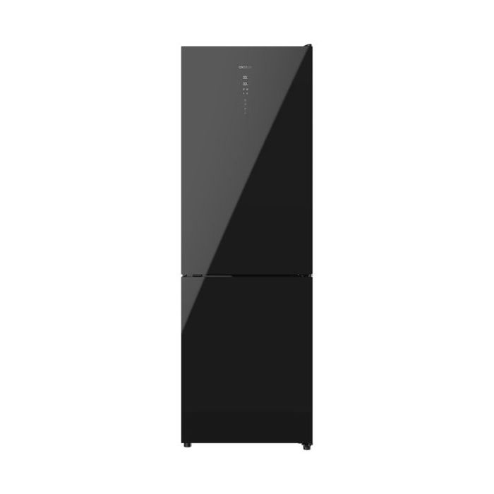 Cecotec Bolero CoolMarket Combi 322 Black Cristal E Frigorifico Combi - Capacidad 322L - Modo Vacaciones - Puerta de Cristal - Frio Envolvente - Cajon Humedad Regulable - Clase E - 185x60cm - Color Negro