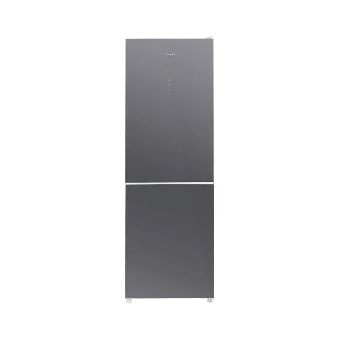 Cecotec Bolero CoolMarket Combi 322 Glass Grey D Frigorifico Combi - 322L - Modo Vacaciones - Cajon para Carne y Pesado - Frio Envolvente - Cajon Humedad Regulable - Clase D - 185x60cm - Color Gris