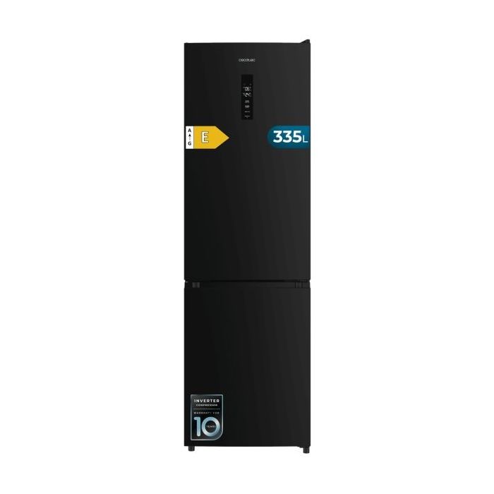Cecotec Bolero CoolMarket Combi 335 Black E Frigorifico Combi - 335L - Luz LED - Compresor Inverter - Congelacion Ultrarapida - Silencioso - Frio Envolvente - Clase E - 195.3x59.5cm - Color Negro