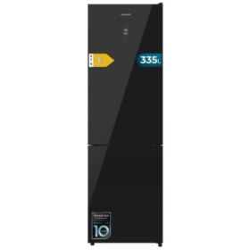 Cecotec Bolero CoolMarket Combi 335 Black Glass E Frigorifico Combi - Capacidad 333L - Luz LED - Compresor Inverter - Puerta de Cristal - Frio Envolvente - Clase E - 195.3x59.5cm - Color Negro