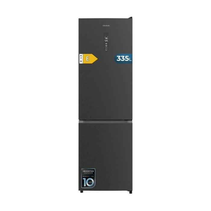 Cecotec Bolero CoolMarket Combi 335 Dark E Frigorifico Combi - 333L - Luz LED - Compresor Inverter - Congelacion Ultrarapida - Silencioso - Frio Envolvente - Clase E - 195.3x59.5cm - Color Gris Oscuro
