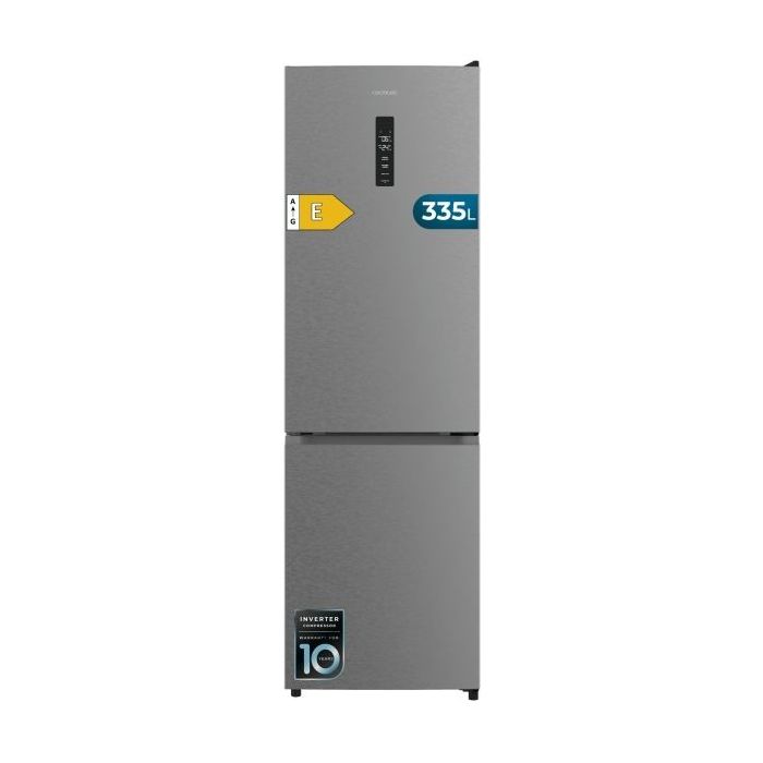 Cecotec Bolero CoolMarket Combi 335 Inox E Frigorifico Combi - 333L - Luz LED - Compresor Inverter - Congelacion Ultrarapida - Silencioso - Frio Envolvente - Clase E - 195.3x59.5cm - Color Acero