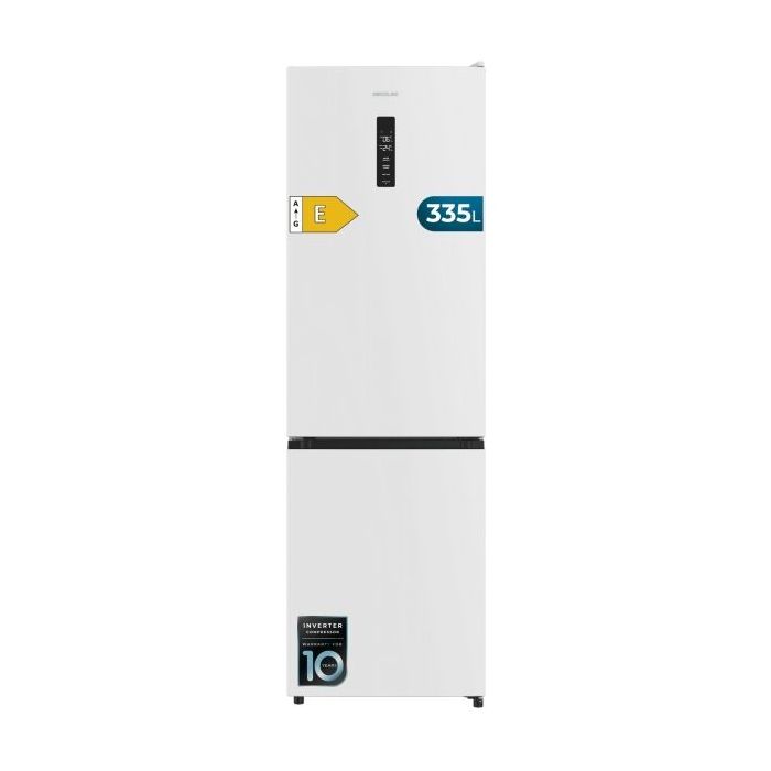 Cecotec Bolero CoolMarket Combi 335 White E Frigorifico Combi - 335L - Luz LED - Compresor Inverter - Congelacion Ultrarapida - Silencioso - Frio Envolvente - Clase E - 195.3x59.5cm - Color Blanco