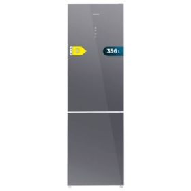 Cecotec Bolero CoolMarket Combi 356 Glass Grey D Frigorifico Combi - 356L - Modo Vacaciones - Cajon para Carne y Pesado - Frio Envolvente - Cajon Humedad Regulable - Clase D - 200x60cm - Color Gris