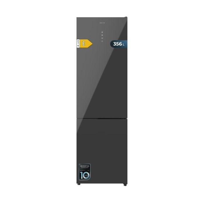 Cecotec Bolero CoolMarket Combi 356 Grey Glass E Frigorifico Combi - Capacidad 356L - Modo Vacaciones - Frio Envolvente - Cajon Humedad Regulable - Clase E - 59.5x63.5x200cm - Color Gris