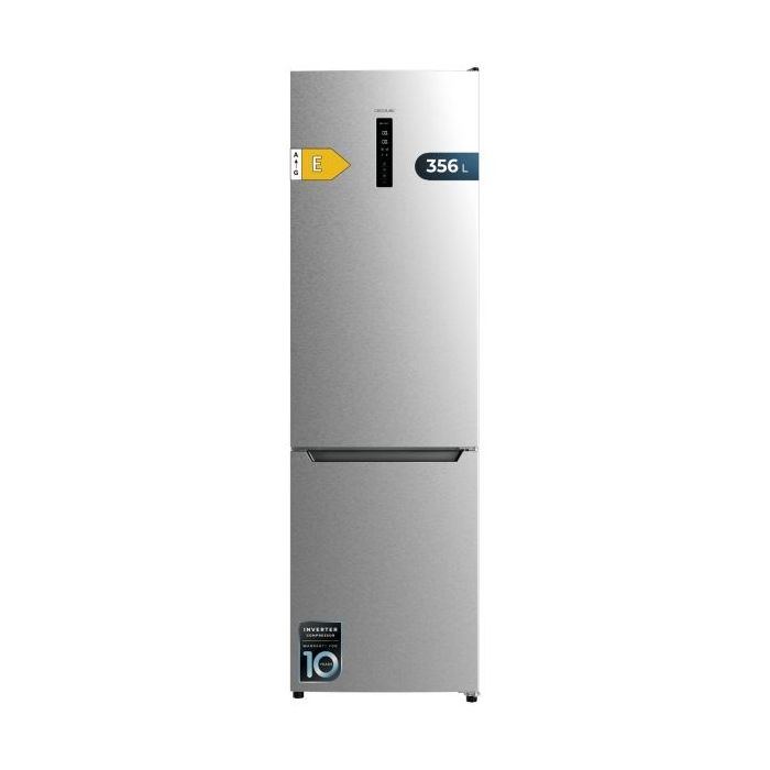 Cecotec Bolero CoolMarket Combi 356 Inox E Frigorifico Combi - Capacidad 356L - Modo Vacaciones - Frio Envolvente - Cajon Humedad Regulable - Clase E - 59.5x63.5x200cm - Color Acero