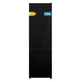 Cecotec Bolero CoolMarket Combi 356i Black Glass E Frigorifico Combi - Capacidad 356L - Luz LED - Modo Vacaciones - Total Nofrost - Puerta de Cristal - Frio Envolvente - 59.5x200cm - Color Negro