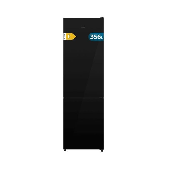 Cecotec Bolero CoolMarket Combi 356i Black Glass E Frigorifico Combi - Capacidad 356L - Luz LED - Modo Vacaciones - Total Nofrost - Puerta de Cristal - Frio Envolvente - 59.5x200cm - Color Negro