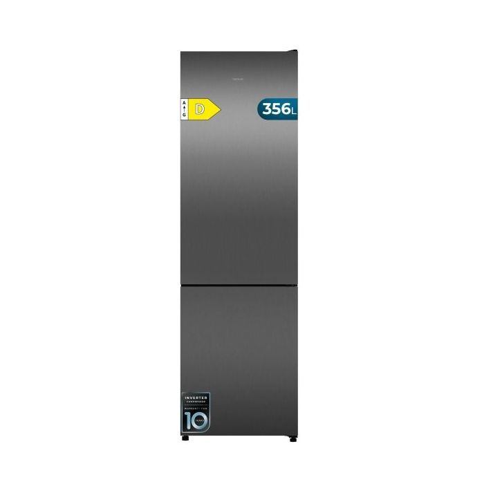 Cecotec Bolero CoolMarket Combi 356i Dark D Frigorifico Combi - Luz LED - Modo Vacaciones - Acero Inoxidable - Total Nofrost - Frio Envolvente - Cajon Humedad Regulable - 59.5x200cm - Color Gris Oscuro