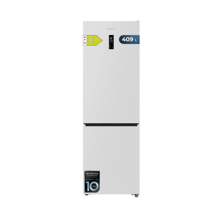 Cecotec Bolero CoolMarket Combi 409 White C Frigorifico Combi - Capacidad 409L - Compresor Inverter - Congelacion Ultrarapida - Silencioso - Frio Envolvente - Clase C - 185x59.5cm - Color Blanco