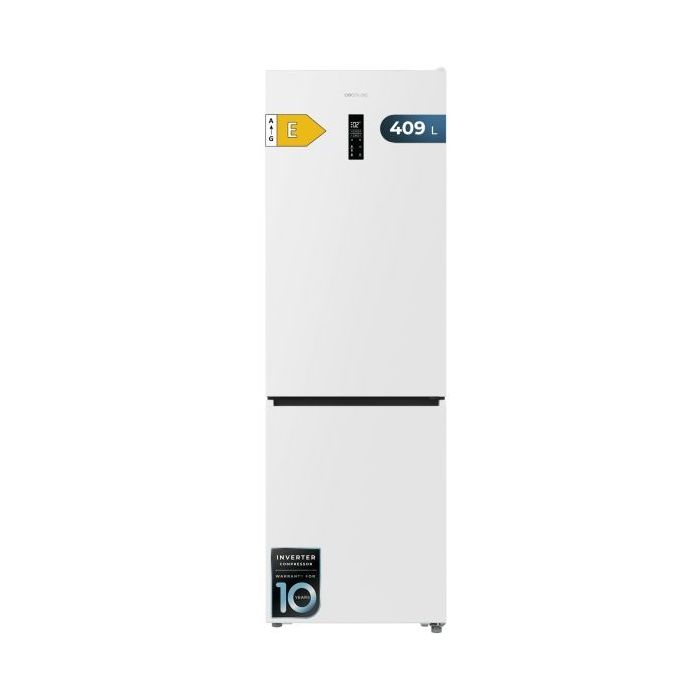 Cecotec Bolero CoolMarket Combi 409 White E Frigorifico Combi - Capacidad 409L - Compresor Inverter - Congelacion Ultrarapida - Silencioso - Frio Envolvente - Clase E - 185x59.5cm - Color Blanco