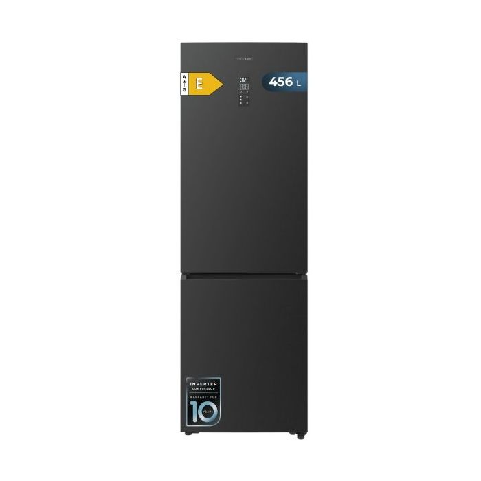Cecotec Bolero CoolMarket Combi 456 Dark E Frigorifico Combi - Capacidad 456L - Compresor Inverter - Congelacion Ultrarapida - Silencioso - Frio Envolvente - Clase E - 201x59.5cm - Color Gris Oscuro