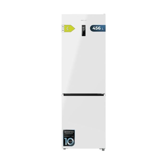 Cecotec Bolero CoolMarket Combi 456 White C Frigorifico Combi - Capacidad 456L - Compresor Inverter - Congelacion Ultrarapida - Silencioso - Frio Envolvente - Clase C - 201x59.5cm - Color Blanco