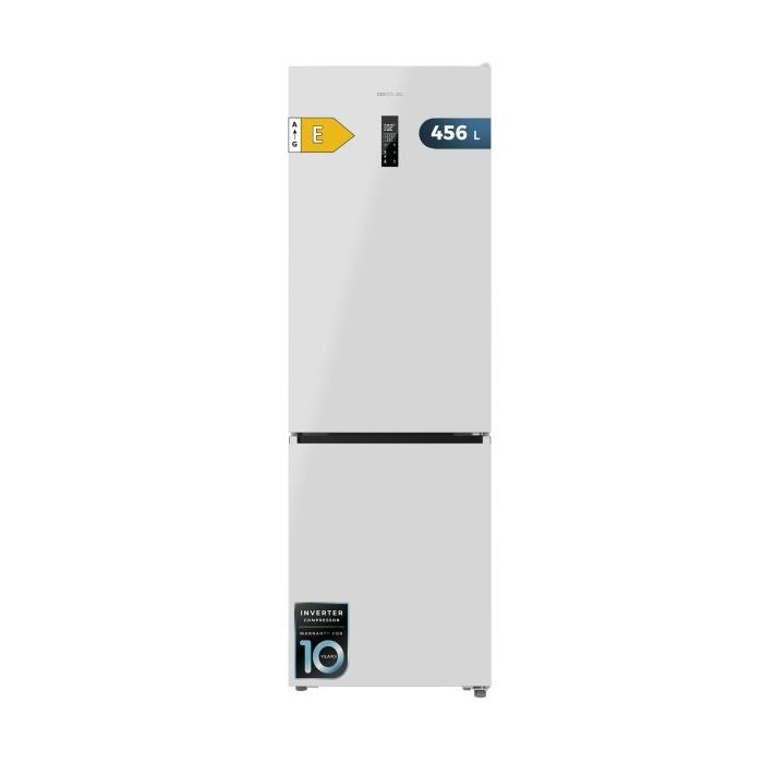 Cecotec Bolero CoolMarket Combi 456 White E Frigorifico Combi - Capacidad 456L - Compresor Inverter - Congelacion Ultrarapida - Silencioso - Frio Envolvente - Clase E - 201x59.5cm - Color Blanco