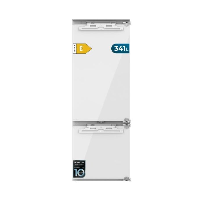 Cecotec Bolero CoolMarket Combi BI-D FLW 341 E Frigorifico Combi Integrable - Capacidad 341L - Incluye Accesorios - Compresor Inverter - Total Nofrost - Modo Vacaciones - 193.7x69cm - Color Blanco