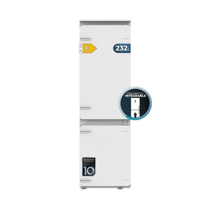 Cecotec Bolero CoolMarket Combi BI-S MC 232 E Frigorifico Combi - Capacidad 232L - Incluye Accesorios - Modo Vacaciones - Total Nofrost - Congelacion Ultrarapida - Clase E - 177x54cm - Color Blanco