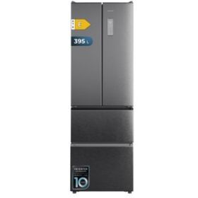 Cecotec Bolero CoolMarket Combi F2D 395 Inox E Frigorifico Puerta Francesa de 4 Puertas - Capacidad 395L - Compresor Inverter - Frio Envolvente - Clase E - 185x59.5x68cm - Color Gris Oscuro