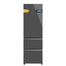 Cecotec Bolero CoolMarket Combi FD 400 Grey Glass E Frigorifico Puerta Francesa - Capacidad 400L - Luz LED - Compresor Inverter - Total Nofrost - Frio Envolvente - Clase E - 60x64x191cm - Color Gris