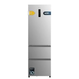 Cecotec Bolero CoolMarket Combi FD 400 Inox E Frigorifico Puerta Francesa - Capacidad 400L - Luz LED - Compresor Inverter - Acero Inoxidable - Total Nofrost - Frio Envolvente - 60x64x191cm - Color Acero