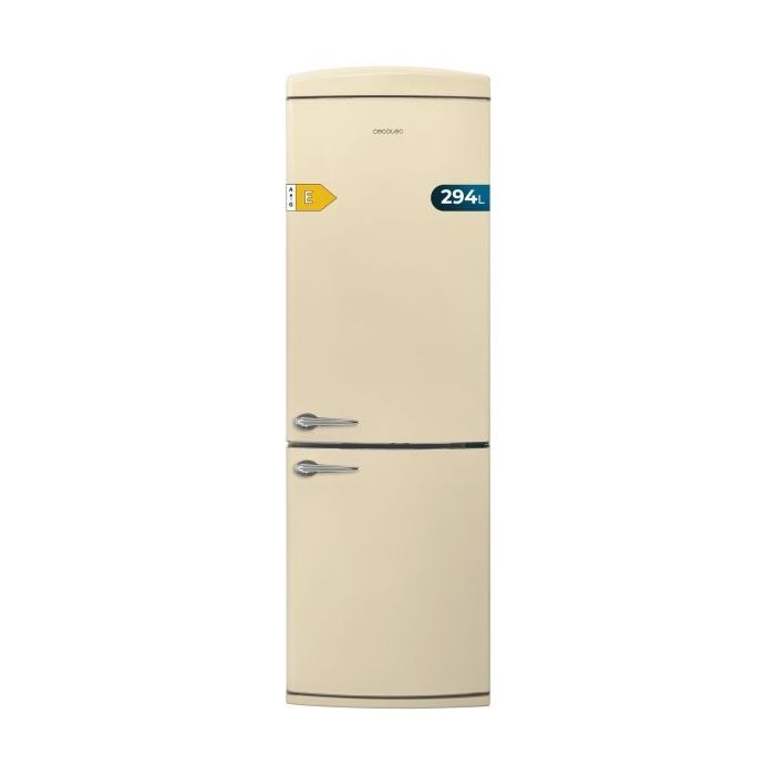 Cecotec Bolero CoolMarket Combi Origin 294+ Beige E Frigorifico Combi - Capacidad 294L - Congelacion Ultrarapida - Estilo Retro - Frio Envolvente - Clase E - 60.5x63.1x190.2cm - Color Beige