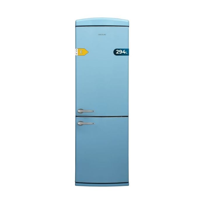 Cecotec Bolero CoolMarket Combi Origin 294+ Blue E Frigorifico Combi - Capacidad 294L - Congelacion Ultrarapida - Estilo Retro - Frio Envolvente - Clase E - 60.5x63.1x190.2cm - Color Azul
