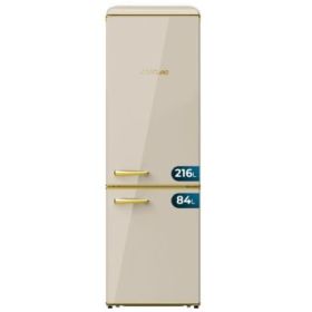 Cecotec Bolero CoolMarket Combi Origin 300 Beige E Frigorifico Combi - Capacidad 300L - Temperatura Regulable - Estilo Retro - Cajon para Carne y Pesado - Clase E - Color Beige