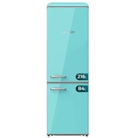 Cecotec Bolero CoolMarket Combi Origin 300 Green E Frigorifico Combi - Capacidad 300L - Temperatura Regulable - Estilo Retro - Cajon para Carne y Pesado - Clase E - Color Menta