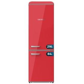 Cecotec Bolero CoolMarket Combi Origin 300 Red E Frigorifico Combi - Capacidad 300L - Temperatura Regulable - Estilo Retro - Cajon para Carne y Pesado - Clase E - Color Rojo