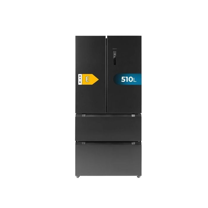 Cecotec Bolero CoolMarket FD 510 Dark E Frigorifico Puerta Francesa de 4 Puertas - Capacidad 510L - Total Nofrost - Congelacion Ultrarapida - Frio Envolvente - Clase E - 183x85cm - Color Acero