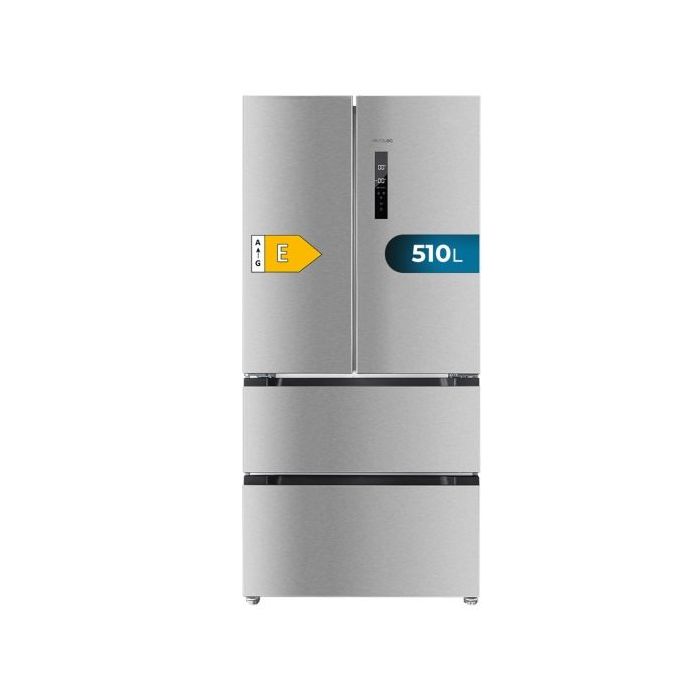 Cecotec Bolero CoolMarket FD 510 Inox E Frigorifico Puerta Francesa de 4 Puertas - Capacidad 510L - Total Nofrost - Congelacion Ultrarapida - Frio Envolvente - Clase E - 183x85cm - Color Acero