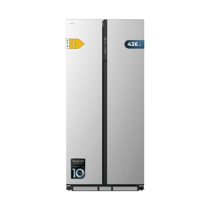 Cecotec Bolero CoolMarket SBS 436 SBI Inox E Frigorifico Americano - Capacidad 436L - Compresor Inverter - Acero Inoxidable - Nofrost - Frio Envolvente - Clase E - 84.4×59.8×184.8cm - Color Acero