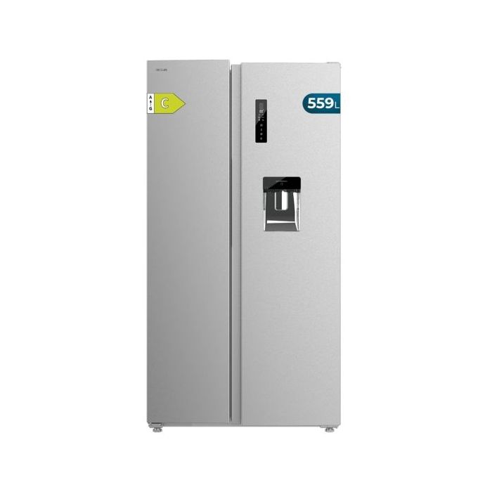 Cecotec Bolero CoolMarket SBS 559 Inox C Frigorifico Americano - Capacidad 559L - Nofrost - Dispensador de Agua - Luz LED - Compresor Inverter - Frio Envolvente - 91.2x70.4x177cm - Color Acero
