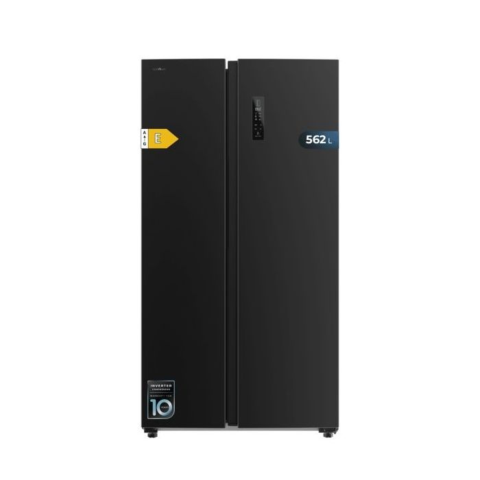 Cecotec Bolero CoolMarket SBS 562 Dark E Frigorifico Americano - Capacidad 562L - Luz LED - Compresor Inverter - Nofrost - Frio Envolvente - Silencioso - Clase E - 91.2x70.4x177cm - Color Negro