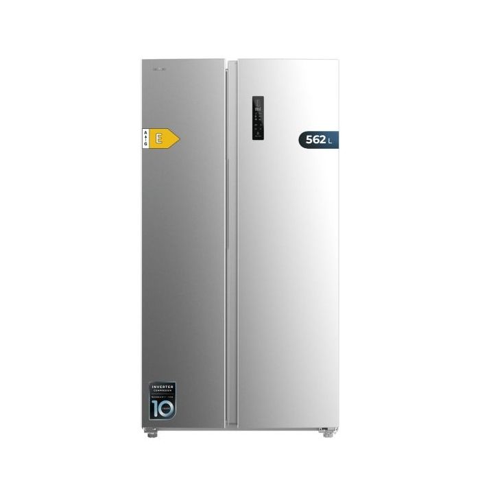Cecotec Bolero CoolMarket SBS 562 Inox E Frigorifico Americano - Capacidad 562L - Luz LED - Compresor Inverter - Nofrost - Frio Envolvente - Silencioso - Clase E - 91.2x70.4x177cm - Color Acero