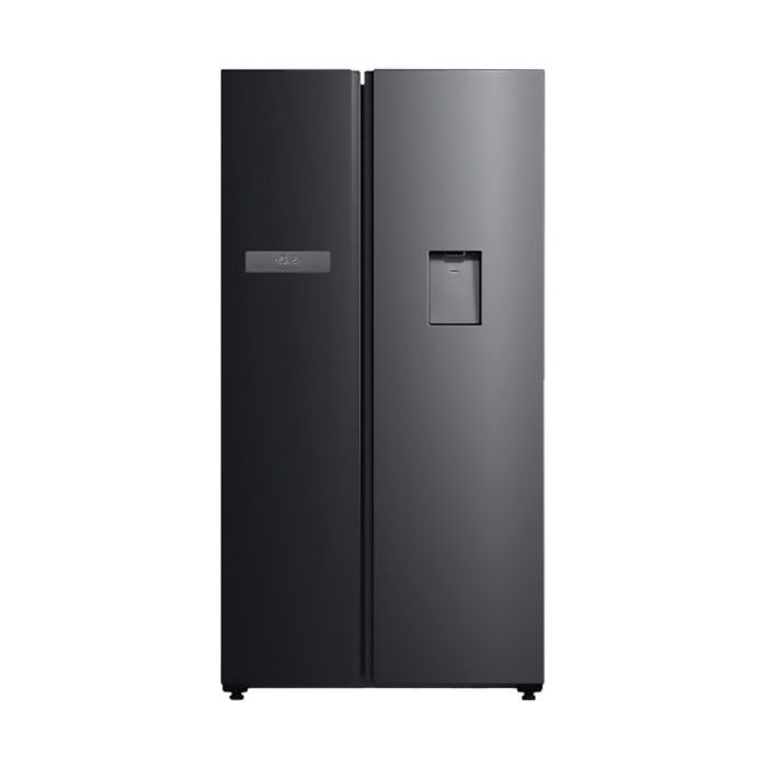 Cecotec Bolero CoolMarket SBS 592 WD Dark E Frigorifico Americano - Capacidad 592L - Luz LED - Compresor Inverter - Dispensador de Agua - Frio Envolvente - Clase E - 177.5x91cm - Color Gris Oscuro