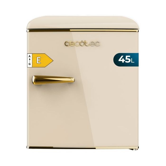 Cecotec Bolero CoolMarket TT Origin 45 Beige E Mini Frigorifico - Capacidad 45L - Estilo Retro - Cajon para Hielo - Tirador Cromado - 44.7x53.4x55cm - Color Beige
