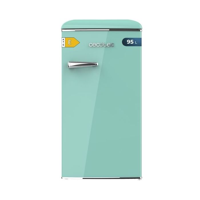 Cecotec Bolero CoolMarket TT Origin 95 Green E Mini Frigorifico - Capacidad 95L - Estilo Retro - Cajon para Hielo - Tirador Cromado - 48.7x59.2x89.3cm - Color Menta