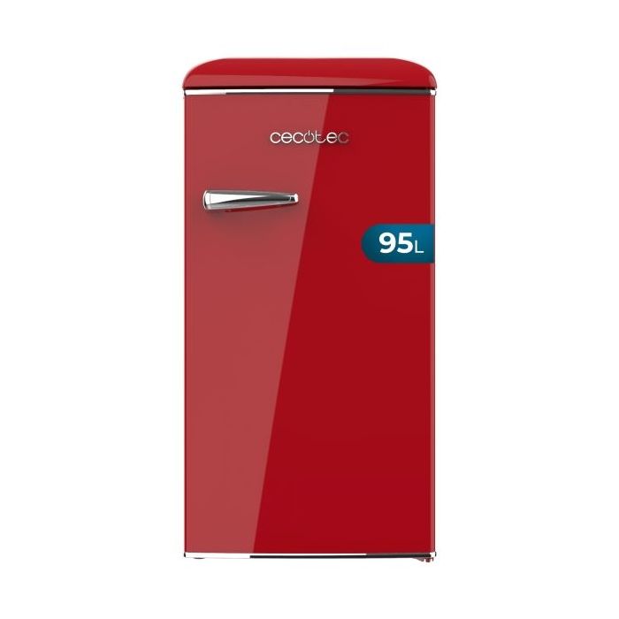 Cecotec Bolero CoolMarket TT Origin 95 Red E Mini Frigorifico - Capacidad 95L - Estilo Retro - Cajon para Hielo - Tirador Cromado - 48.7x59.2x89.3cm - Color Rojo