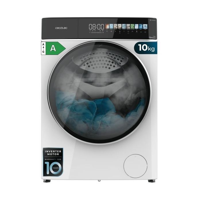 Cecotec Bolero DressCode 10900 Autodose Inverter FullColor A Lavadora de Carga Frontal con Autodosis - Capacidad 10kg - Velocidad 1400rpm - Pantalla 10.3" - Motor Inverter - Color Blanco y Negro