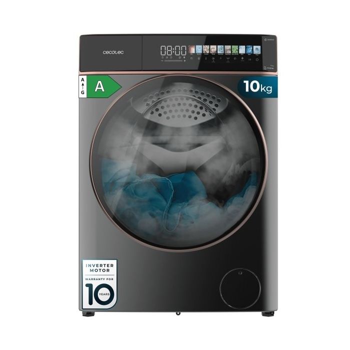 Cecotec Bolero DressCode 10900 Autodose Inverter FullColor Steel A Lavadora de Carga Frontal con Autodosis - Capacidad 10kg - Velocidad 1400rpm - Pantalla 10.3" - Motor Inverter - Color Gris Oscuro