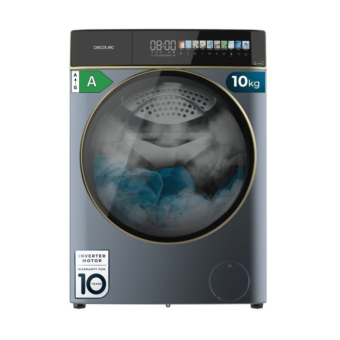 Cecotec Bolero DressCode 10900 Inverter FullColor Ice Blue A Lavadora de Carga Frontal - Capacidad 10kg - Velocidad 1400rpm - Pantalla 10.3" - Puerta XXL - Motor Inverter - 11 Programas - Color Azul
