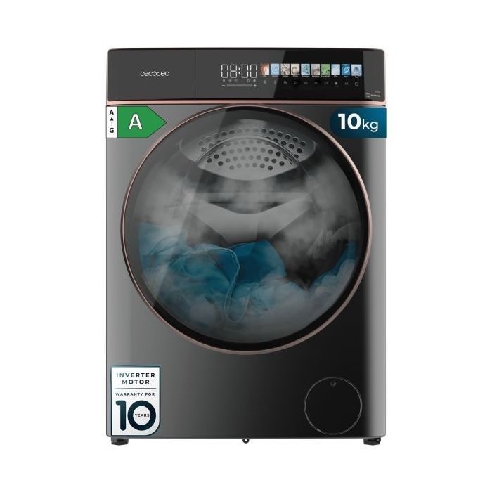 Cecotec Bolero DressCode 10900 Inverter FullColor Steel A Lavadora de Carga Frontal - Capacidad 10kg - Velocidad 1400rpm - Pantalla 10.3" - Puerta XXL - Motor Inverter - 11 Programas - Color Gris Oscuro