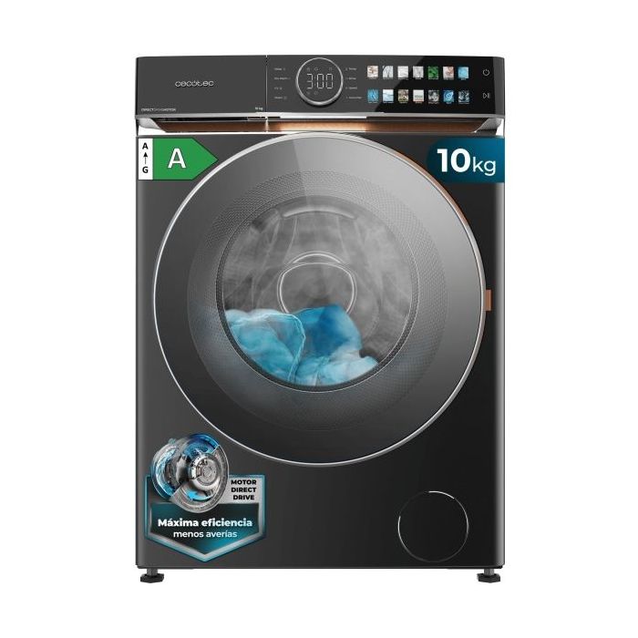Cecotec Bolero DressCode 10980 Direct Drive Steel A Lavadora de Carga Frontal - Capacidad 10kg - Velocidad 1400rpm - Puerta XXL - 14 Programas - Color Gris Oscuro