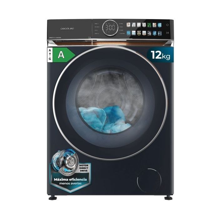 Cecotec Bolero DressCode 12980 Direct Drive Titanium A Lavadora de Carga Frontal - Capacidad 12kg - Velocidad 1400rpm - Puerta XXL - 14 Programas - Color Azul Marino