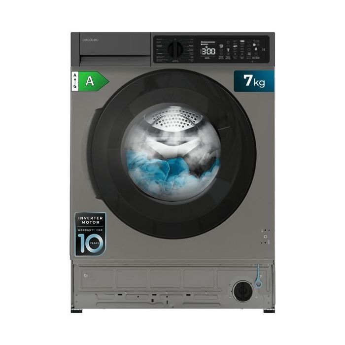 Cecotec Bolero DressCode 750 BI Inverter Steel A Lavadora Integrable - Capacidad 7kg - Velocidad 1200rpm - Temperatura Regulable - Motor Inverter - Inicio Programable - 15 Programas - Color Acero