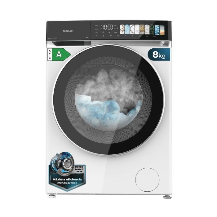 Cecotec Bolero DressCode 8970 Direct Drive Lavadora de Carga Frontal - Capacidad 8kg - Velocidad 1400rpm - Puerta XXL - 11 Programas - Color Blanco y Negro