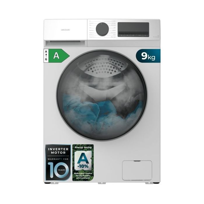 Cecotec Bolero DressCode 9450 Inverter Lavadora de Carga Frontal - 9kg - centrifugado 1400rpm - Temperatura Regulable - Display LED - Motor Inverter - Inicio Programable - 16 Programas - Color Blanco